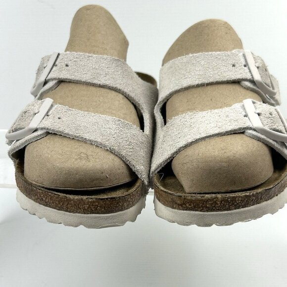 Birkenstock Arizona Womens Sz 36 US 5-5.5 NARROW Antique White Suede Sandals - Picture 6 of 16